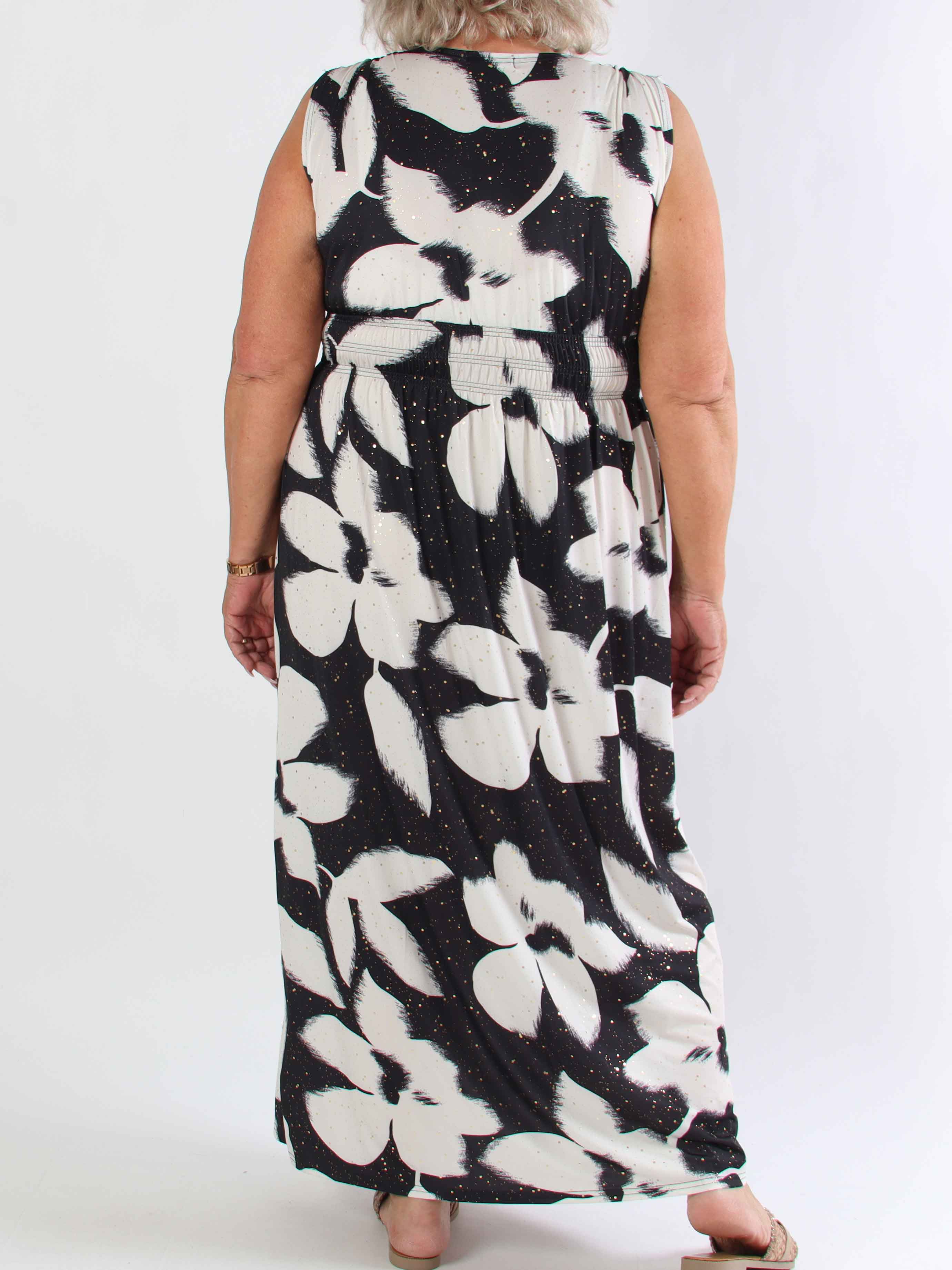 Pams Art Flower Sleeveless - Elastisk plus size kjole med store blomstermotiver